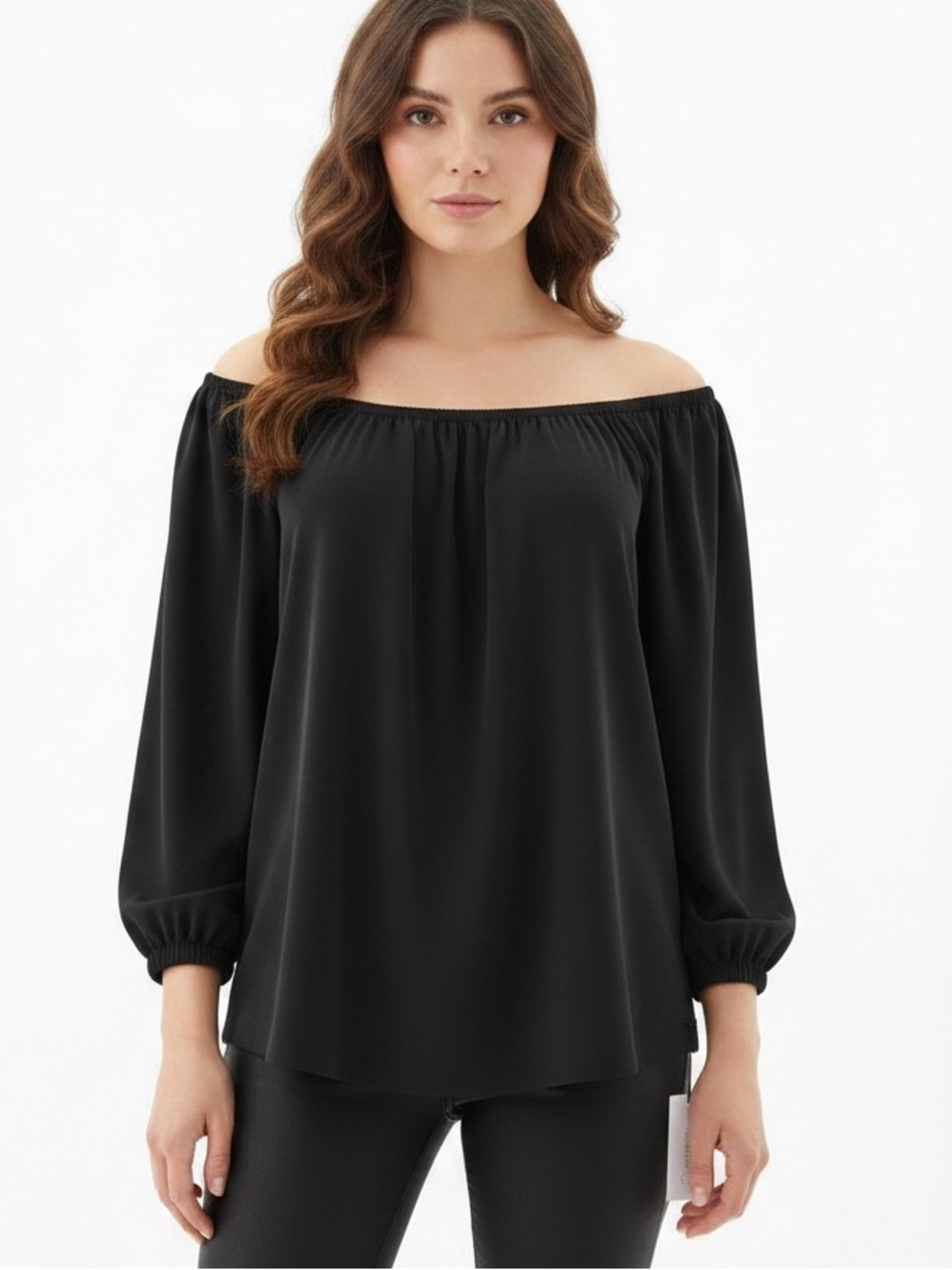 Treasure & Bond Black Off-Shoulder Peasant Top